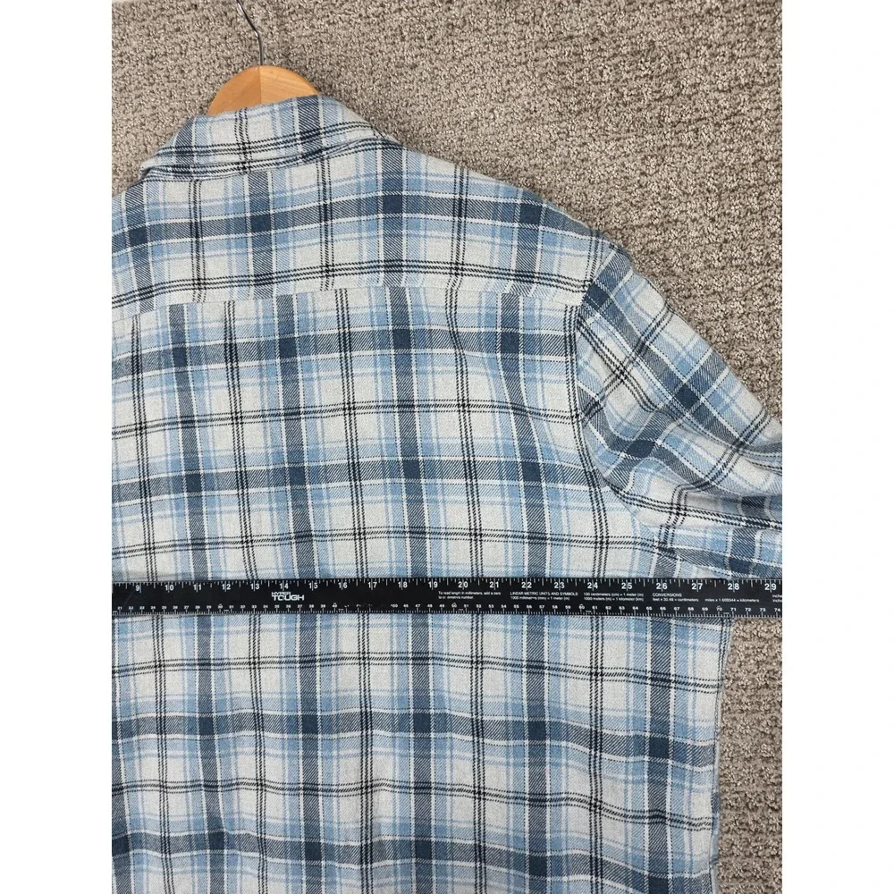 Johnnie-O Mens XXL Chad Shirt Jacket Blue‎ White Plaid Sherpa Lined Flannel